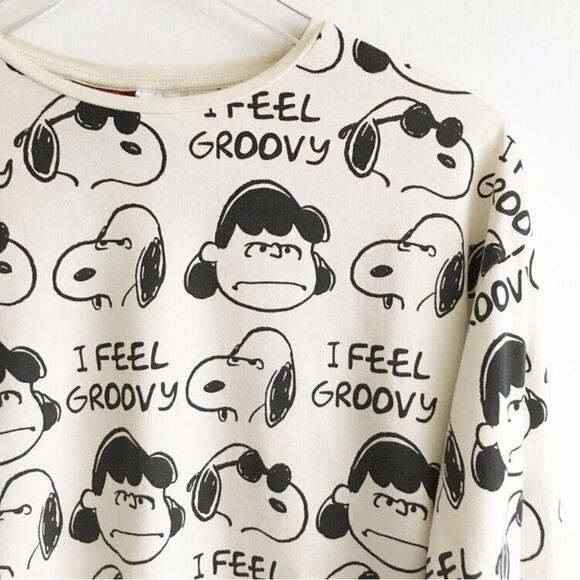 Zara Girls 13/14 Top Peanuts Joe Cool Snoopy Lucy I Feel Groovy Long Sleeve - Picture 2 of 7